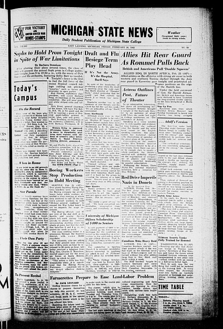 Michigan State news. (1943 February 26)