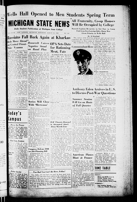 Michigan State news. (1943 March 13)