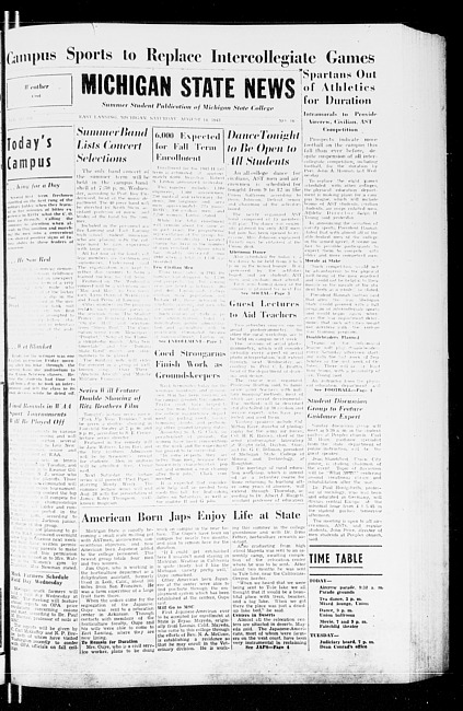 Michigan State news. (1943 August 14)