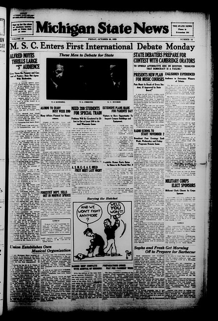 Michigan State news. (1925 October 30)