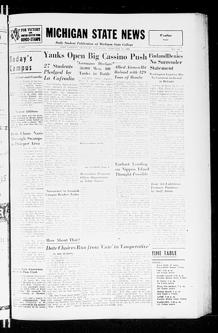 Michigan State news. (1944 February 10)