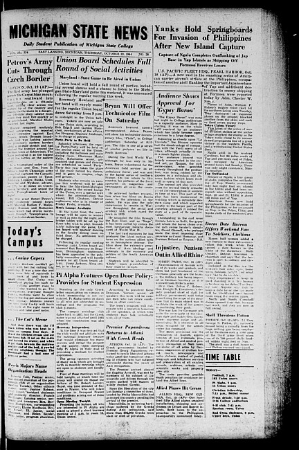 Michigan State news. (1944 October 19)