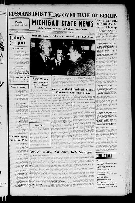 Michigan State news. (1945 April 24)