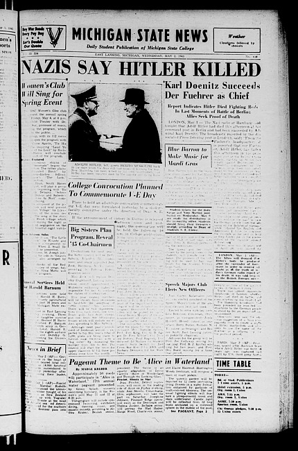 Michigan State news. (1945 May 2)