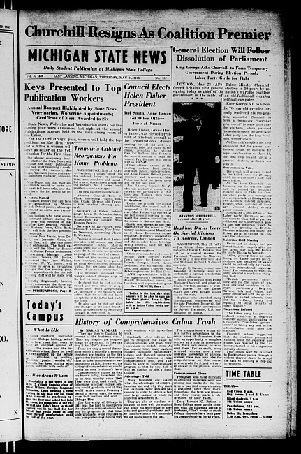 Michigan State news. (1945 May 24)
