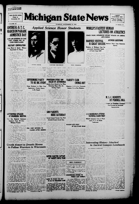 Michigan State news. (1925 November 10)