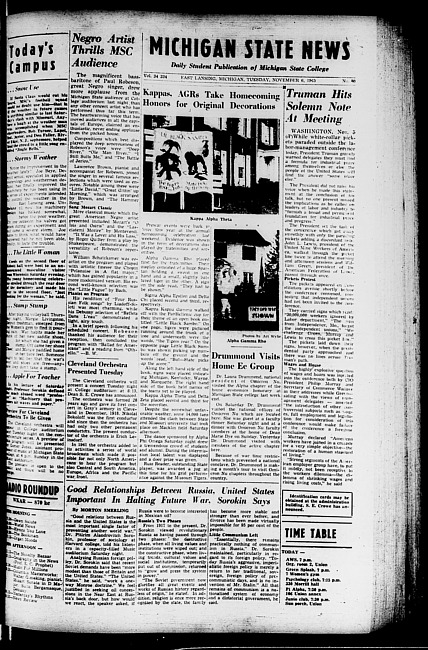 Michigan State news. (1945 November 6)