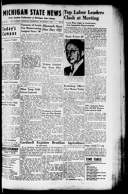 Michigan State news. (1945 November 7)