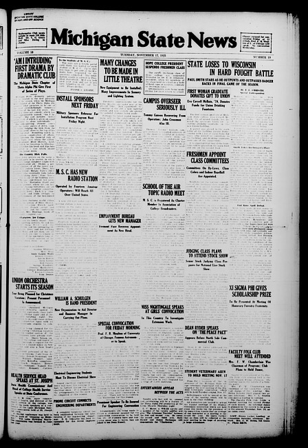 Michigan State news. (1925 November 17)