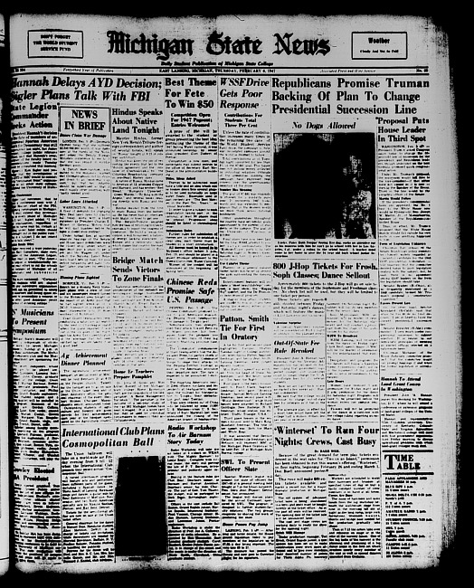 Michigan State news. (1947 February 6)