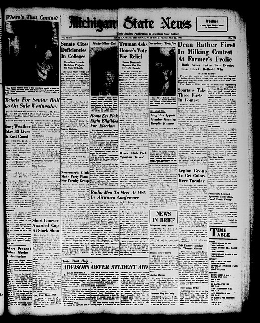 Michigan State news. (1947 February 22)