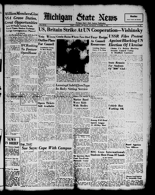 Michigan State news. (1947 October 2)