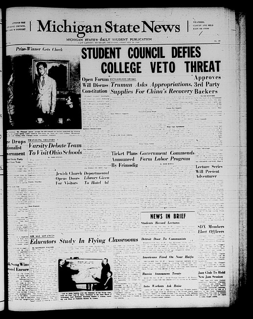 Michigan State news. (1948 February 19)