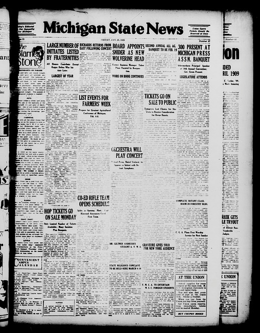 Michigan State news. (1929 January 25)