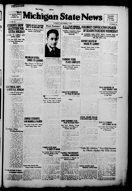 Michigan State news. (1925 December 1)