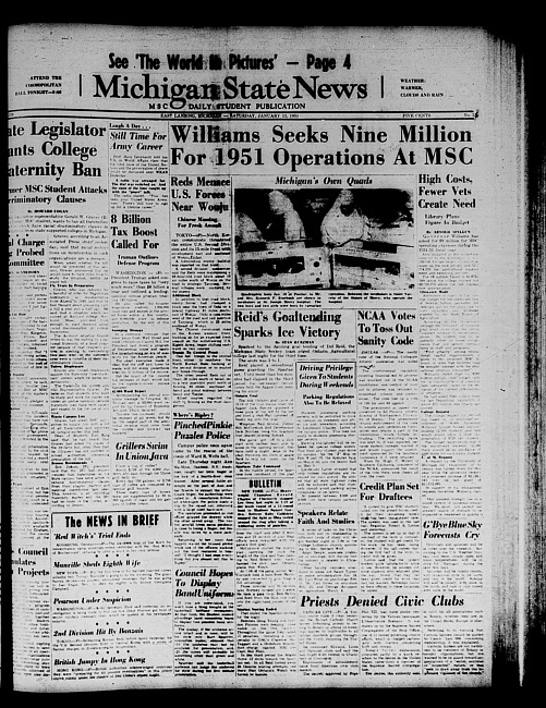 Michigan State news. (1951 January 13)