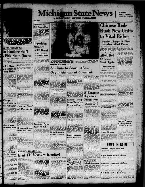 Michigan State news. (1951 October 11)