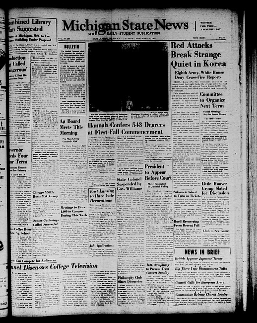 Michigan State news. (1951 November 29)
