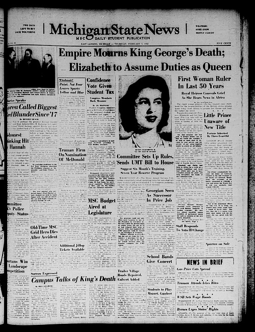 Michigan State news. (1952 February 7)