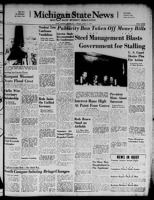 Michigan State news. (1952 April 11)