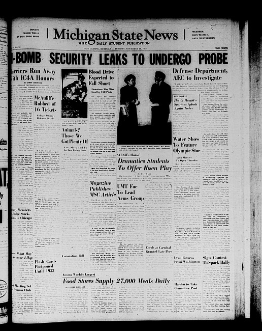Michigan State news. (1952 November 18)