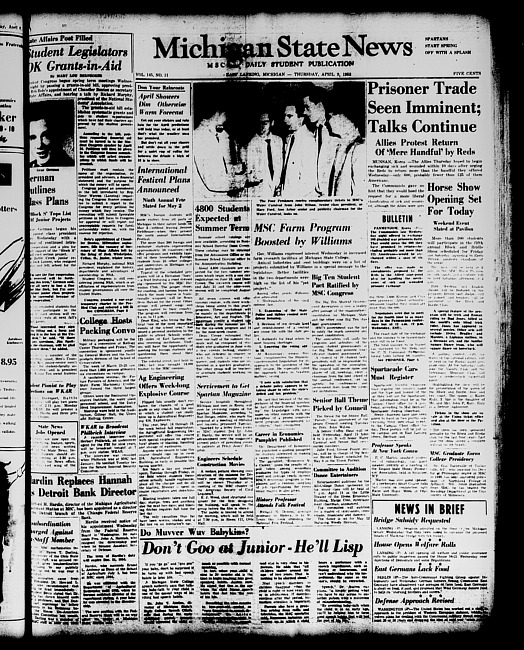 Michigan State news. (1953 April 9)