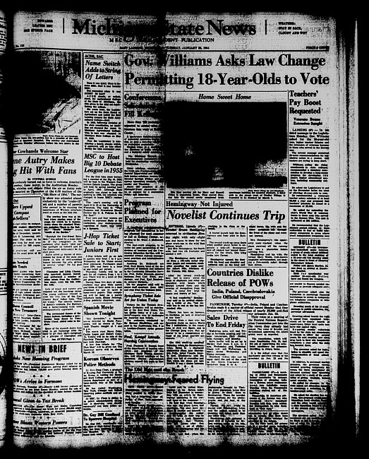 Michigan State news. (1954 January 26)