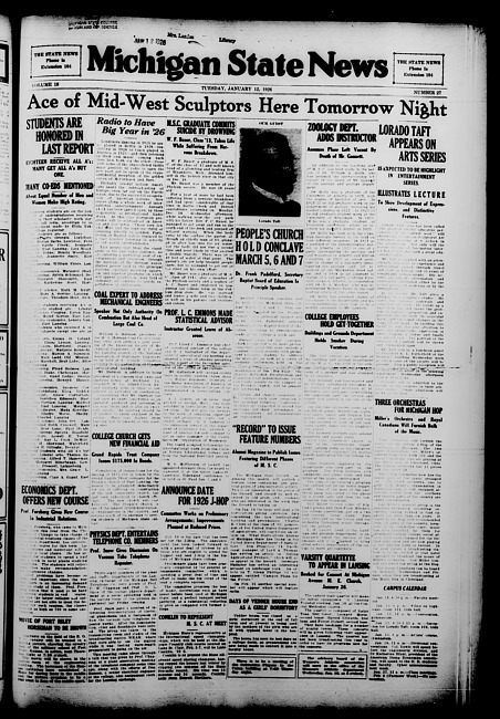 Michigan State news. (1926 January 12)