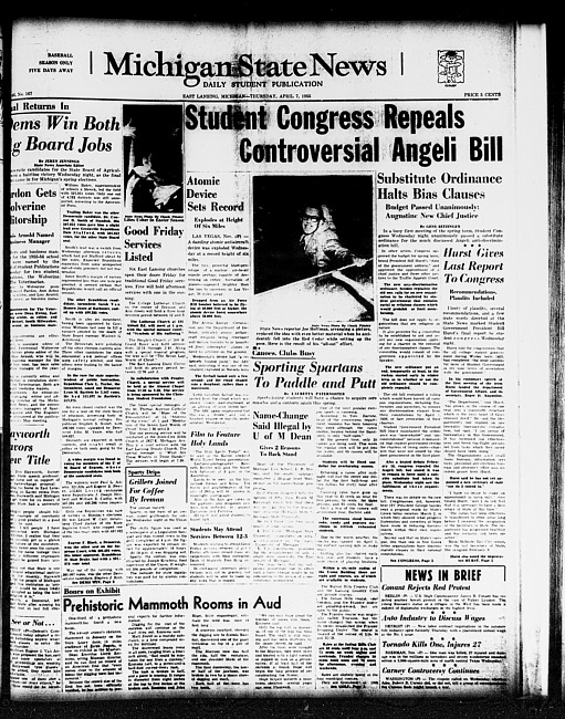 Michigan State news. (1955 April 7)