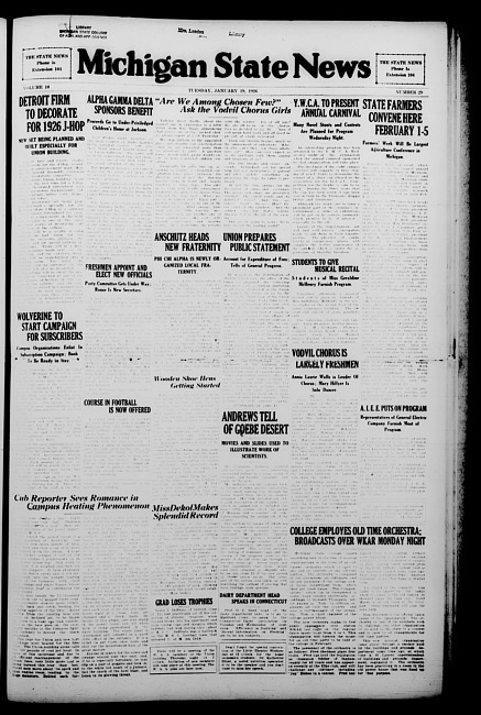 Michigan State news. (1926 January 19)
