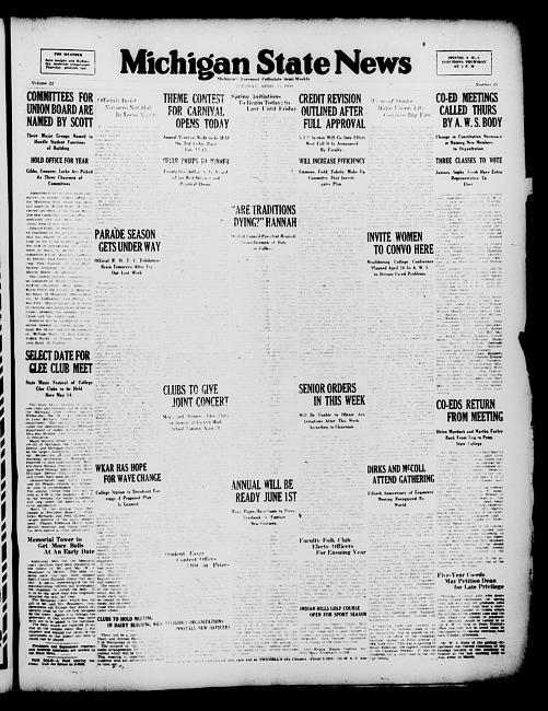 Michigan State news. (1930 April 15)