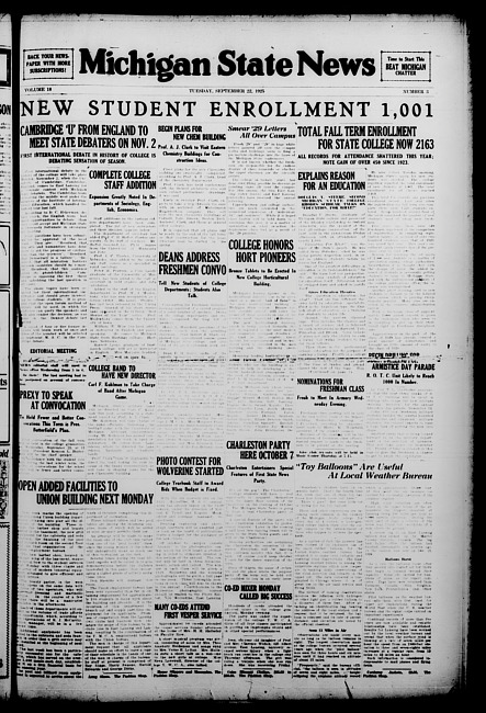 Michigan State news. (1925 September 22)