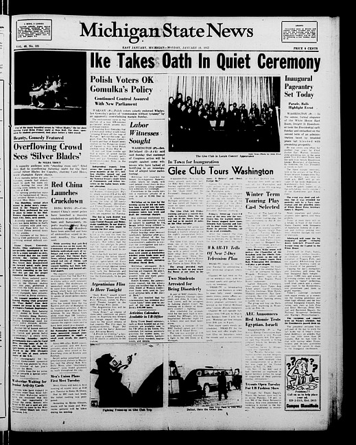 Michigan State news. (1957 January 21)