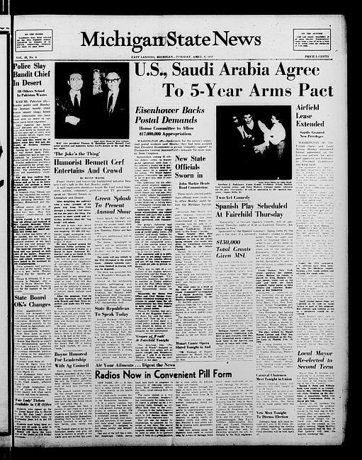 Michigan State news. (1957 April 9)