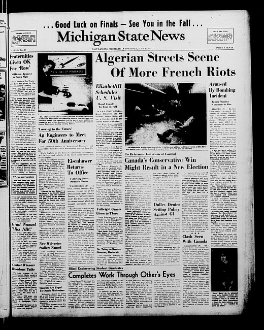 Michigan State news. (1957 June 12)