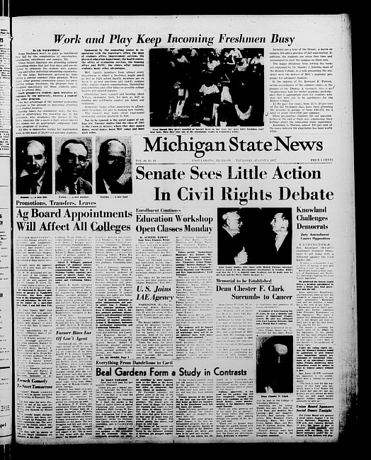 Michigan State news. (1957 August 1)