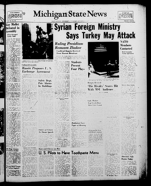 Michigan State news. (1957 October 29)