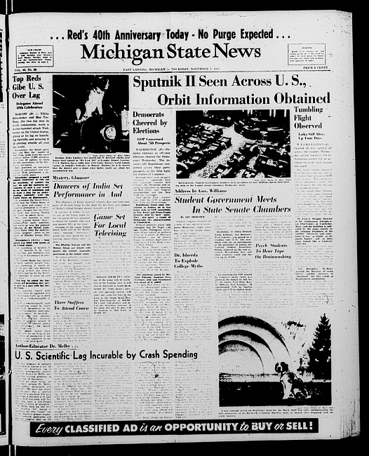 Michigan State news. (1957 November 7)