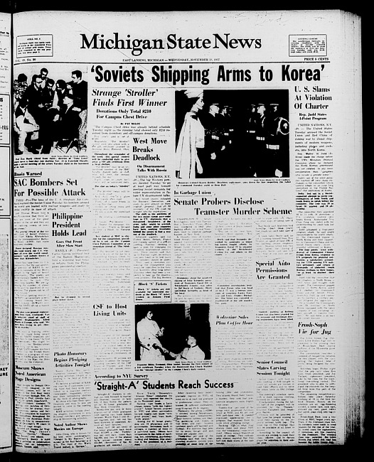 Michigan State news. (1957 November 13)