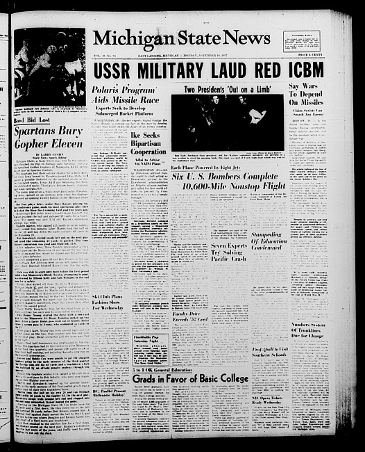 Michigan State news. (1957 November 18)