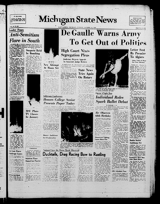 Michigan State news. (1958 October 14)