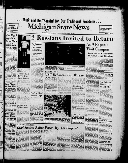 Michigan State news. (1958 November 26)