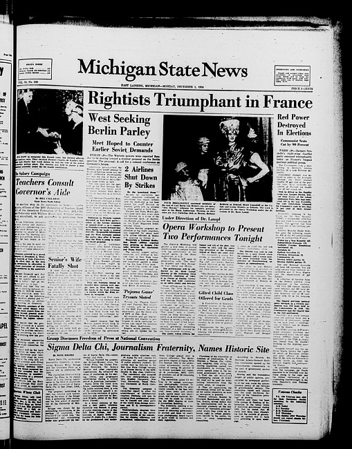 Michigan State news. (1958 December 1)