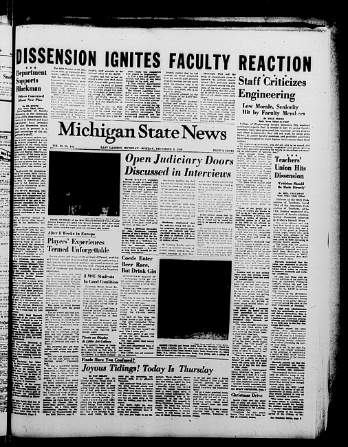 Michigan State news. (1958 December 8)