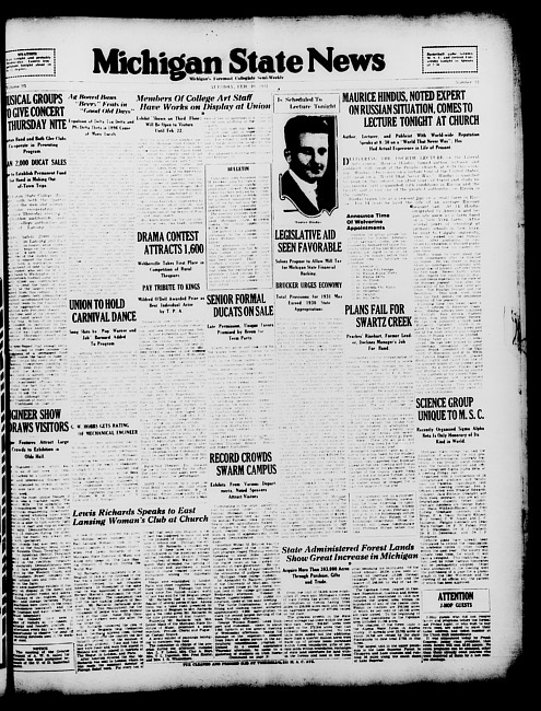 Michigan State news. (1931 February 10)