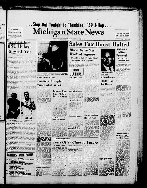 Michigan State news. (1959 February 6)