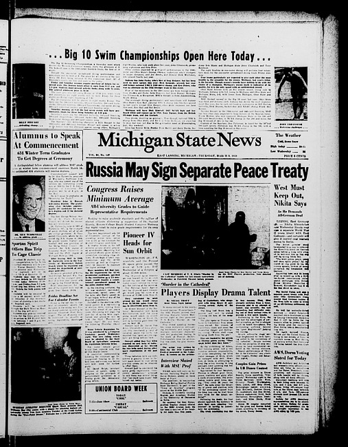 Michigan State news. (1959 March 5)