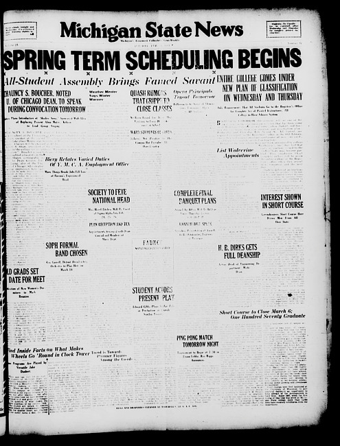 Michigan State news. (1931 February 24)