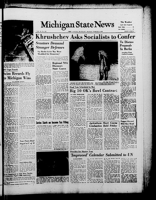 Michigan State news. (1959 March 9)