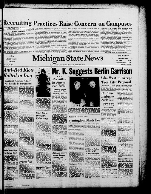 Michigan State news. (1959 March 10)